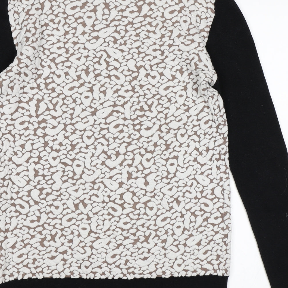 Brand and care label for Subtitled women’s brown animal print knit jumper, size UK 10