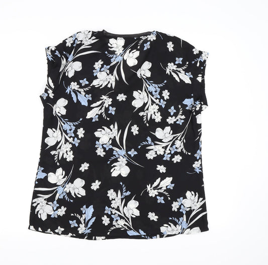 Worthington Womens Black Floral Chiffon Basic Blouse Size S