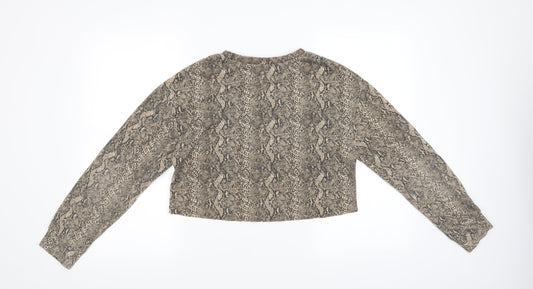 Zara Womens Multicoloured Animal Print Pullover Jumper Size S - cropped