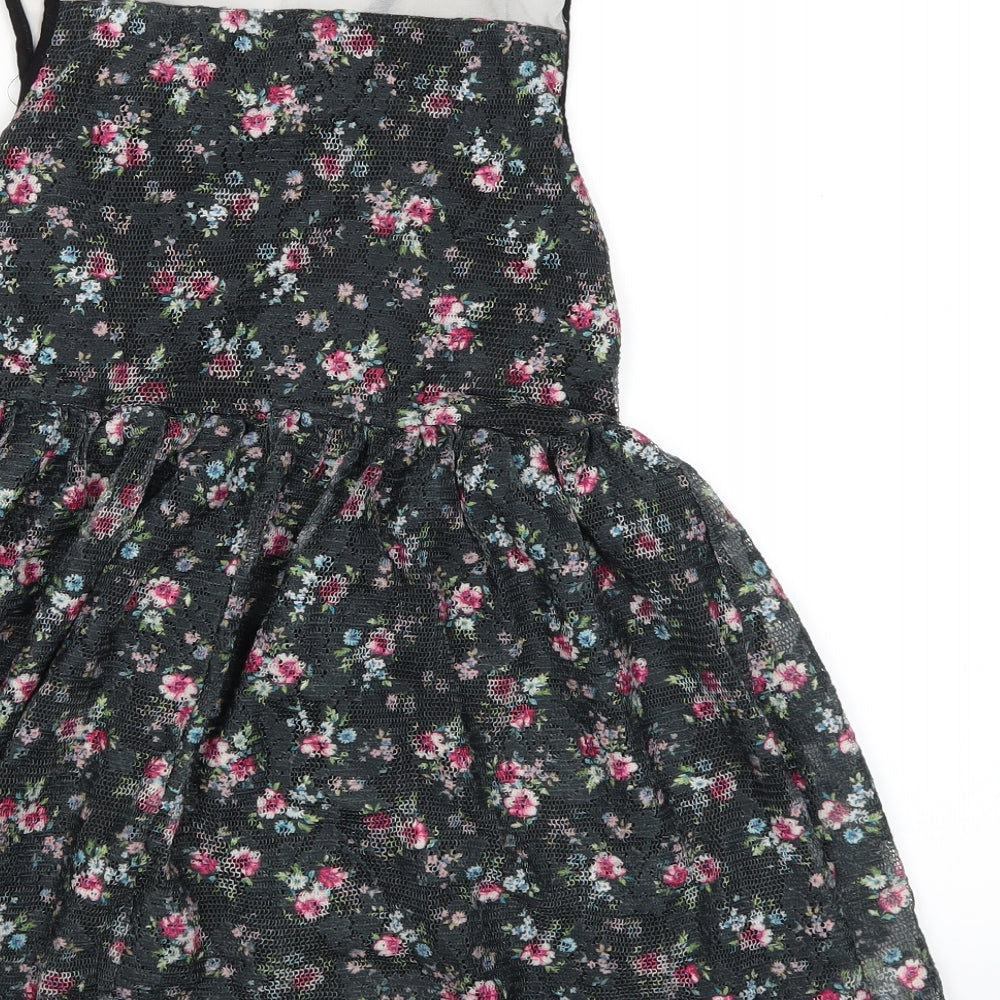 YD Girls Multicoloured Floral T-Shirt Dress Size 9-10 Years