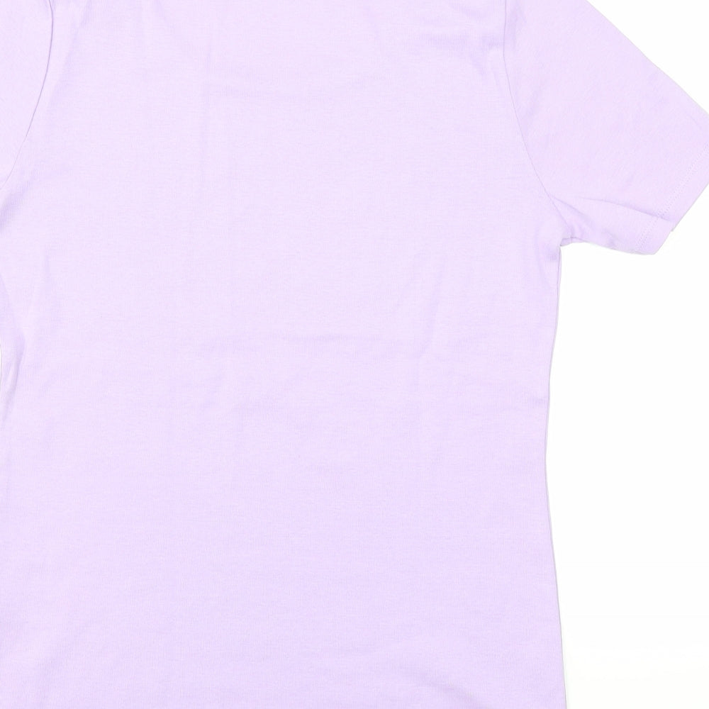 Brand and care label for love tees women’s purple basic t-shirt, size UK 10