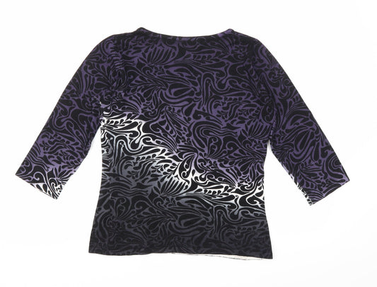 Sky Designs Womens Purple Geometric Basic T-Shirt One Size - 1