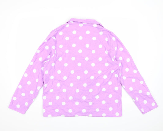 City Comfort Womens Purple Polka Dot Basic Button-Up Size 12 - 12-14 size