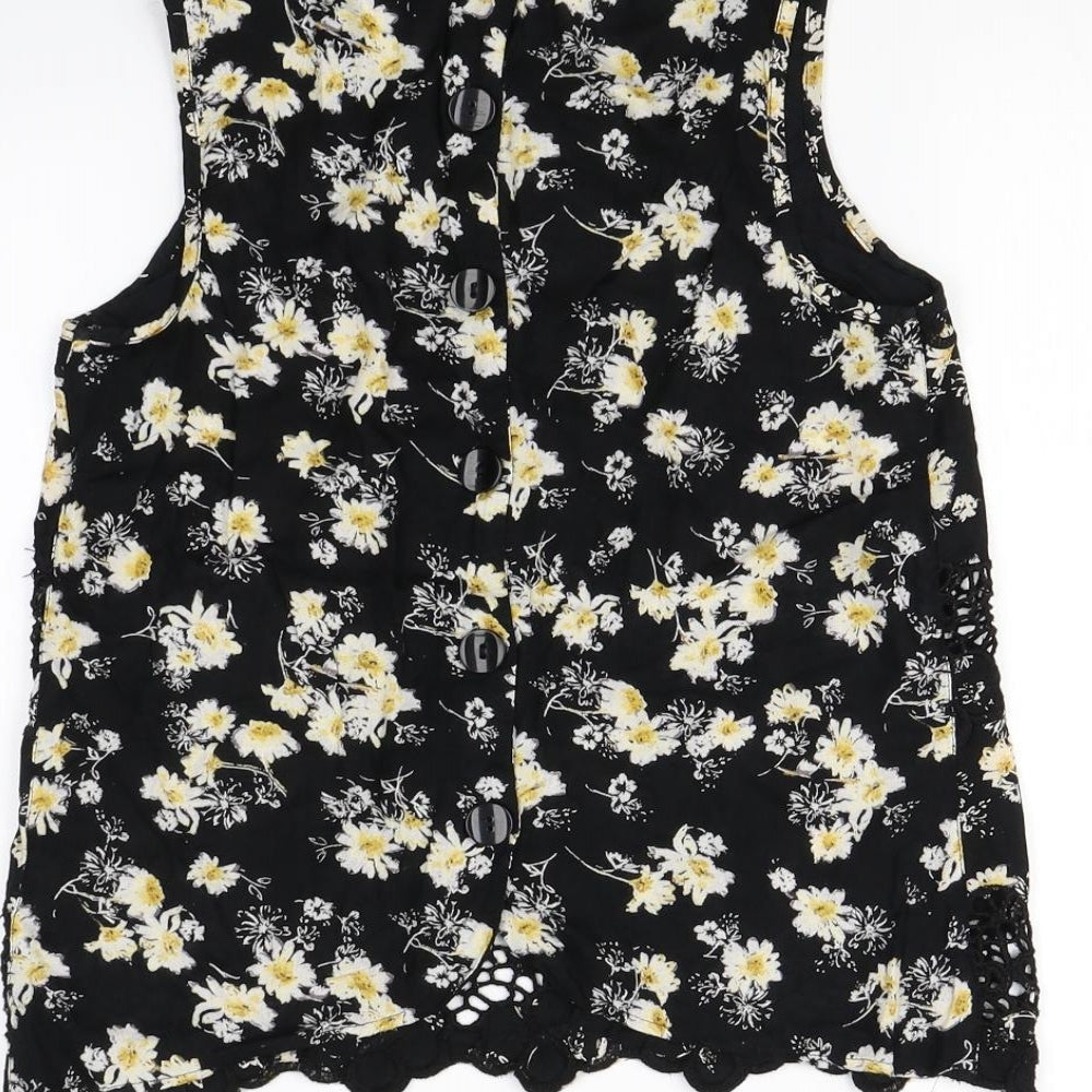 Topshop Womens Black Floral Cropped Tank Size 8