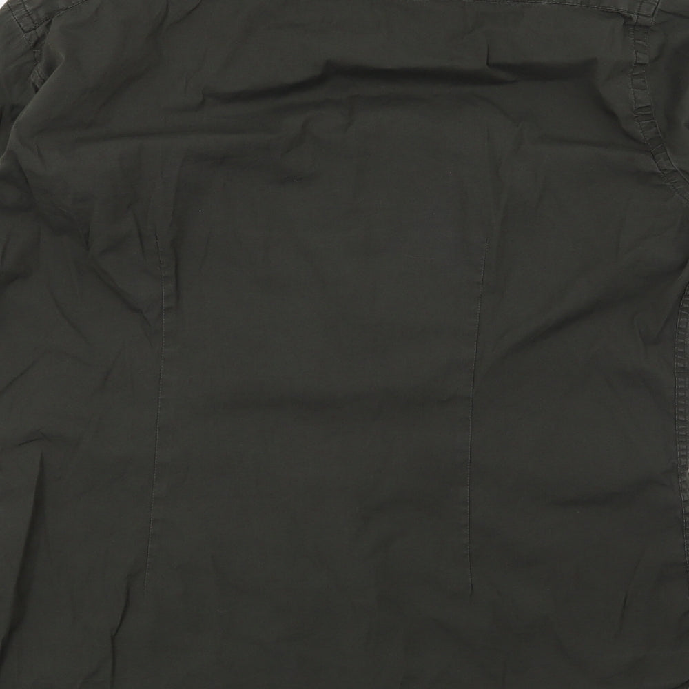 Brand and care label for Zara man men’s green button-up, size M