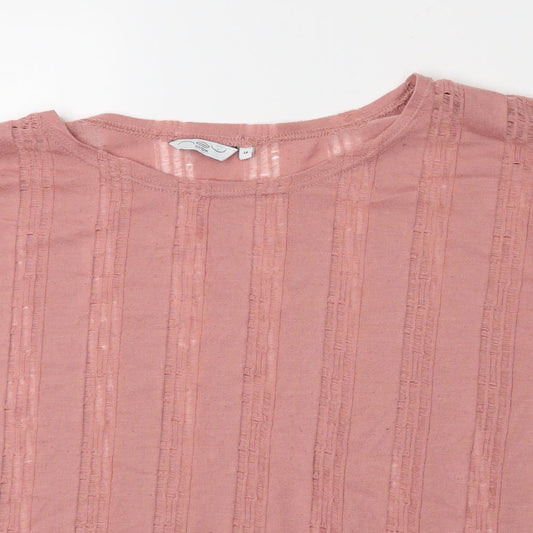 New Look Womens Pink Basic T-Shirt Size 14 - distressed