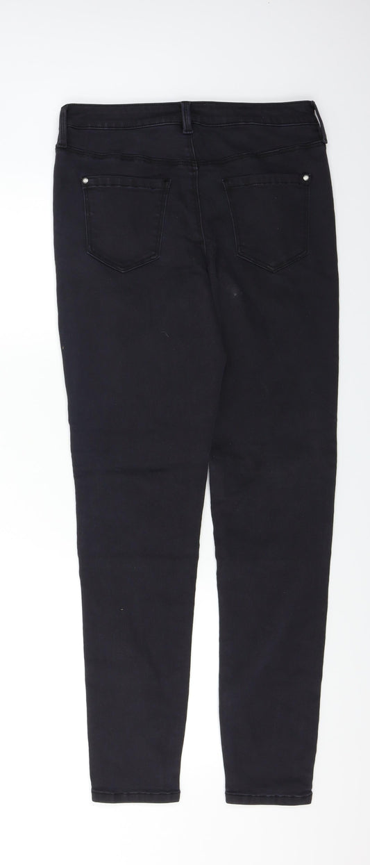 Preworn Womens Black Denim Skinny Jeans Size 8 L29 in - studded detail