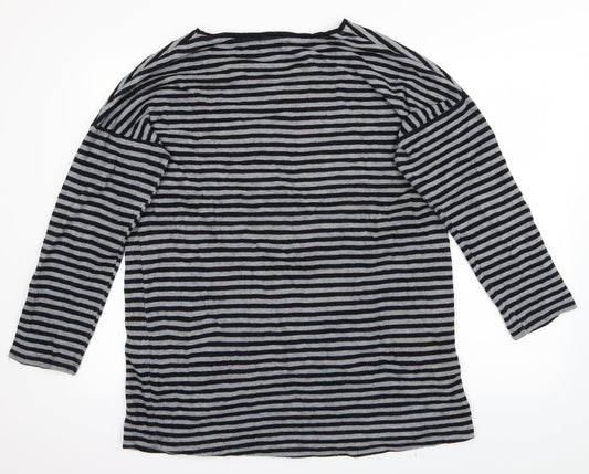 NEXT Womens Grey Striped Pullover Jumper Size 16