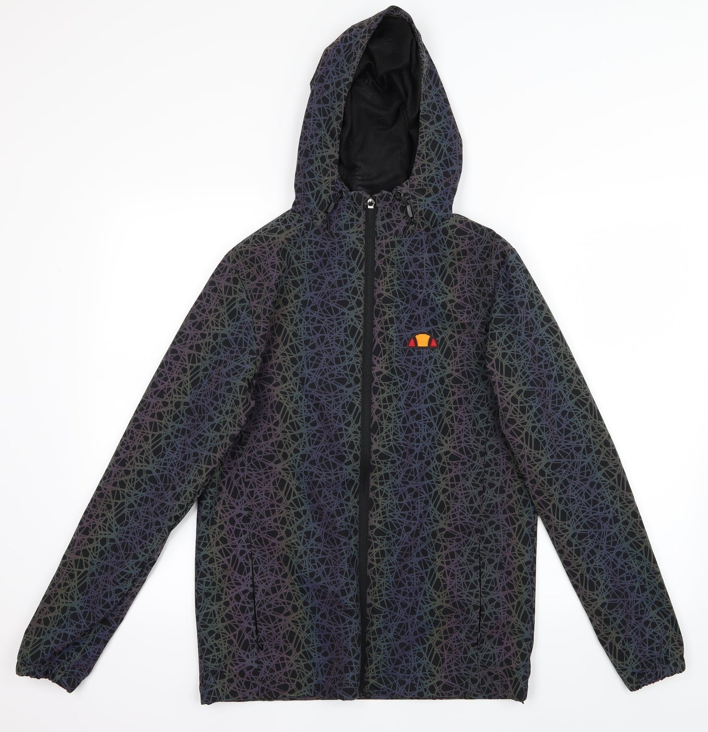 ellesse Womens Black Geometric  Windbreaker Coat Size 6