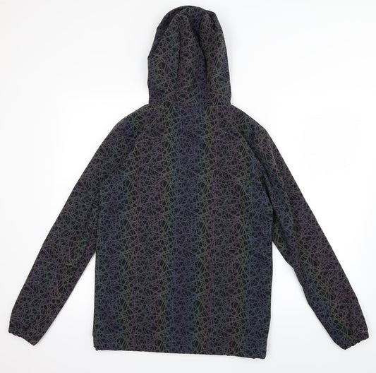 ellesse Womens Black Geometric  Windbreaker Coat Size 6