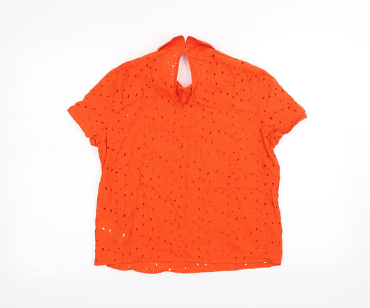 Mademoiselle R Womens Orange Basic T-Shirt Size 10