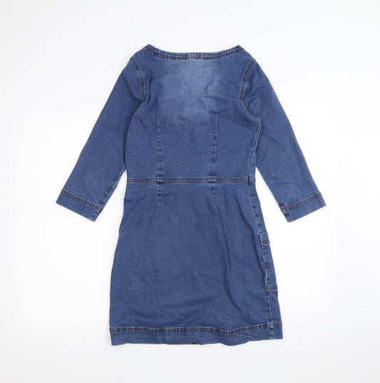 /denim Womens Blue A-Line Size 8