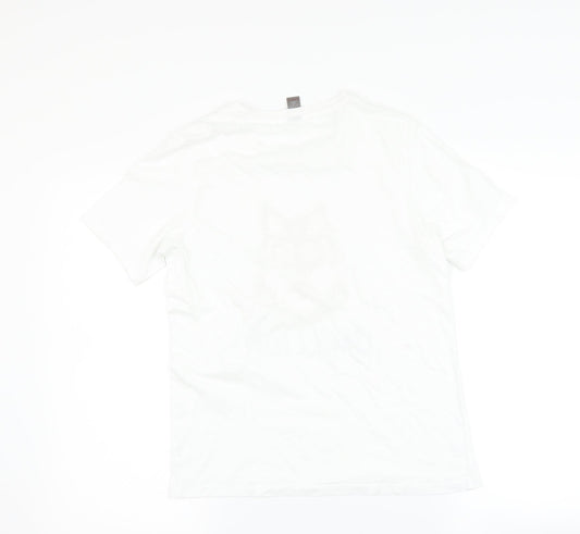 Preworn Womens White Basic T-Shirt Size 12 - wolf