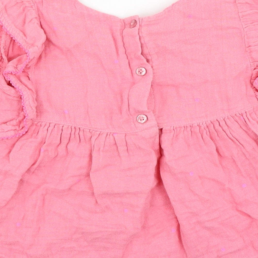 Brand and care label for George girls’ pink polka dot basic t-shirt, size 2-3, years