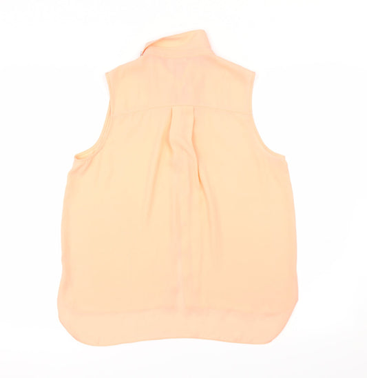River Island Womens Orange Basic Button-Up Size 12 - RHINESTOED COLLAR