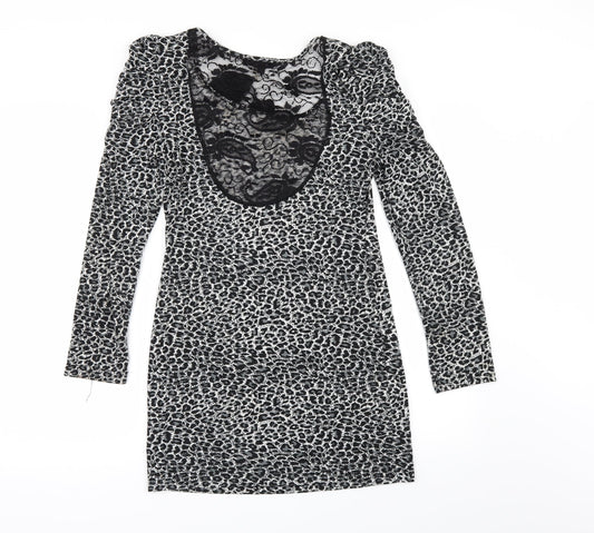 SUR MODA Womens Grey Animal Print Pencil Dress Size M