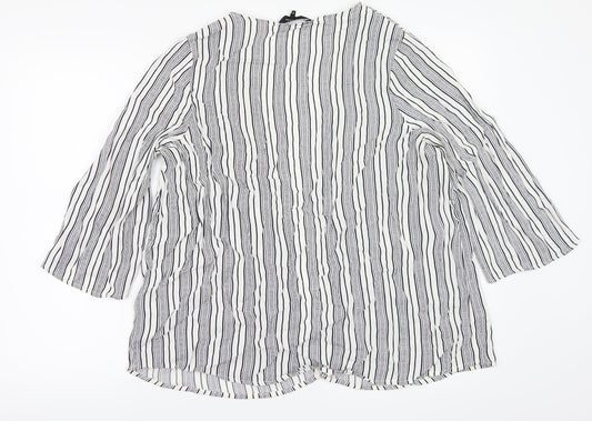 NEWLOOK Womens White Striped Basic Blouse Size 12