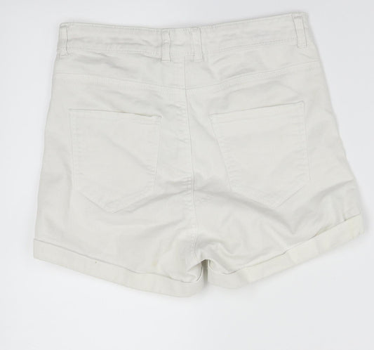 H&M Womens White Hot Pants Shorts Size 10
