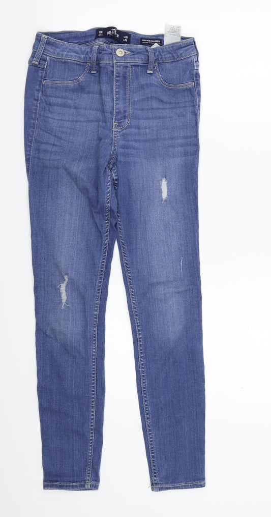 Additional front view of Hollister women’s blue denim jegging leggings one, size UK, 27-inch leg