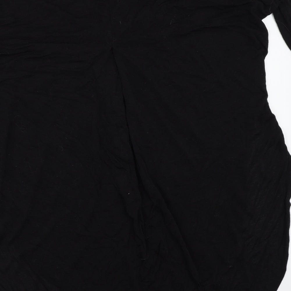 Brand and care label for River Island women’s black basic t-shirt, size UK 8