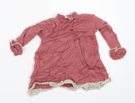 Preworn Girls Pink Pullover Jumper Size 12-18 Months