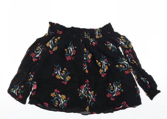 River Island Womens Black Floral Basic Blouse Size 6