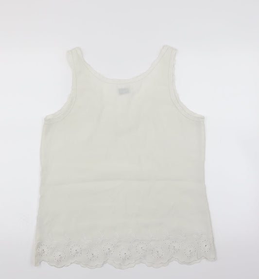 Jeanswest Womens Ivory Basic Blouse Size 12 - Floral embroidery