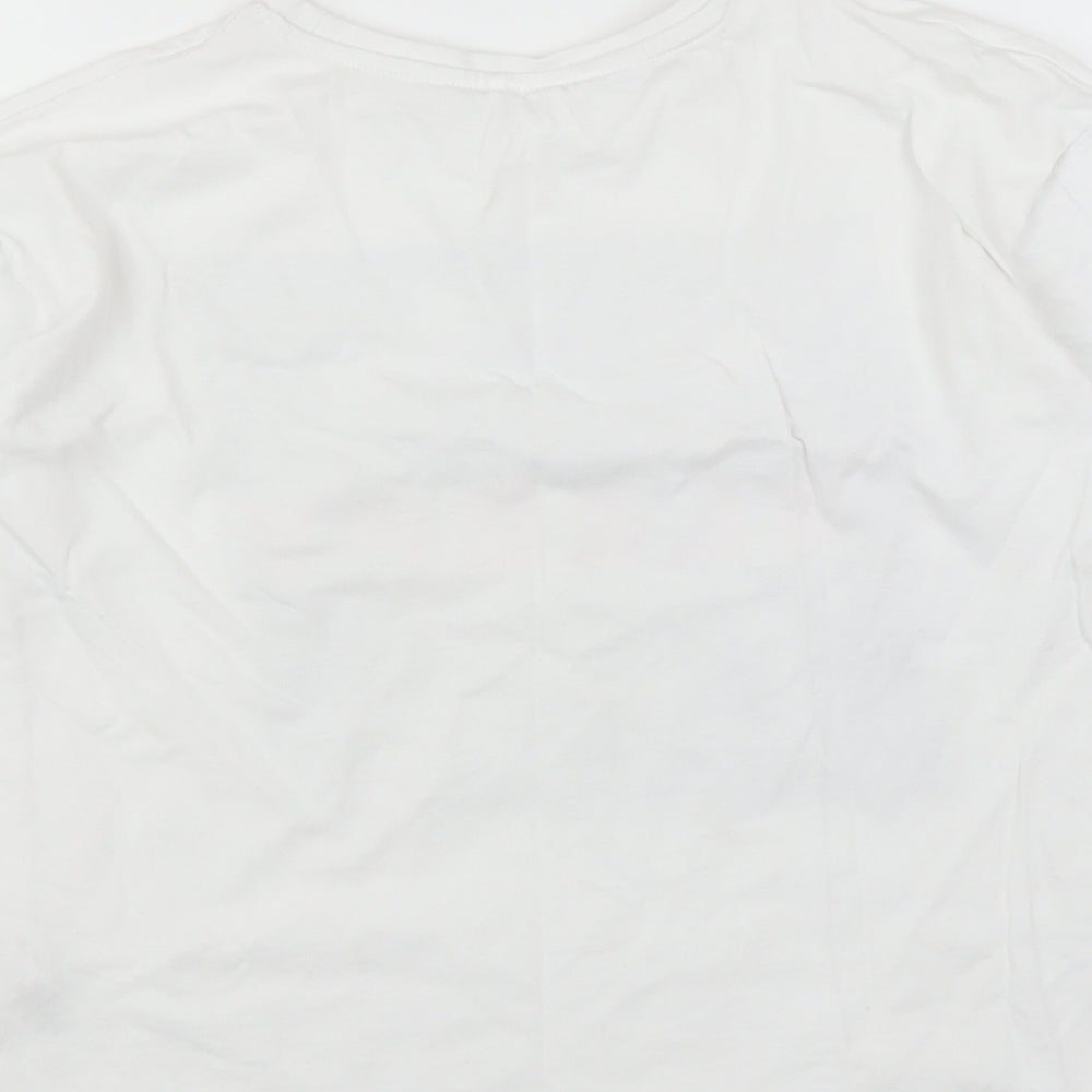 George Girls White Basic T-Shirt Size 8-9 Years - unicorn sleepy