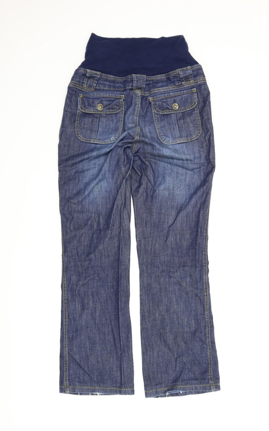 Happy Mums Womens Blue Denim Flared Jeans Size S L28 in