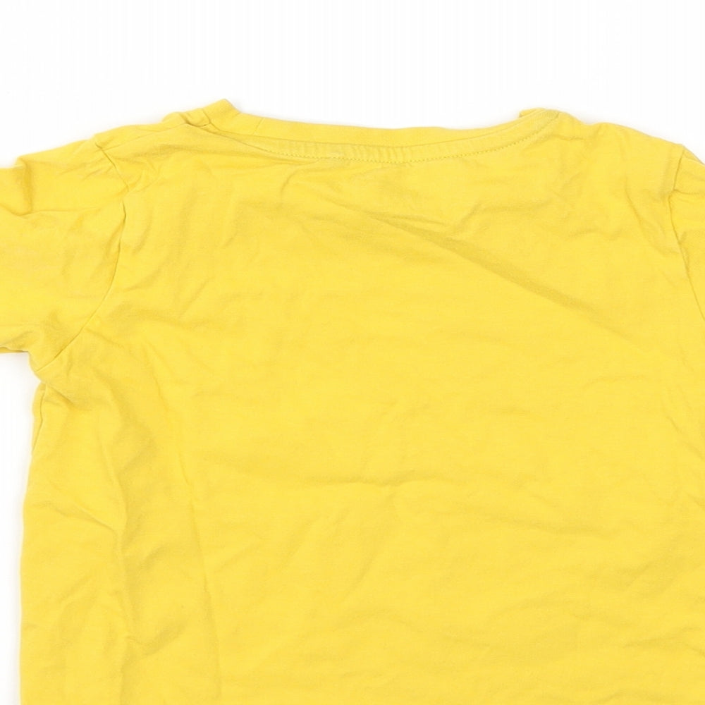Brand and care label for Tu Baby Yellow Basic T-Shirt, size 18-24, Months - surf club