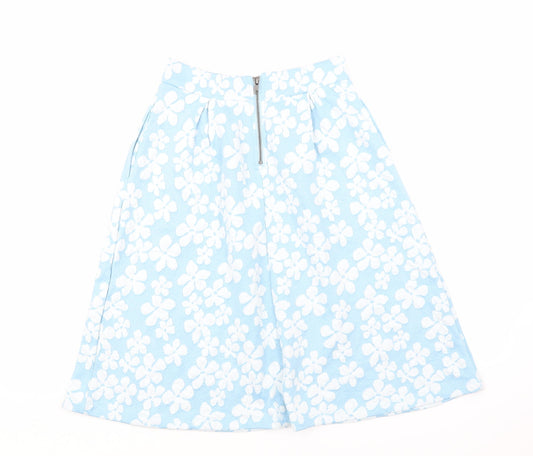 First and i Womens Blue Floral A-Line Skirt Size S