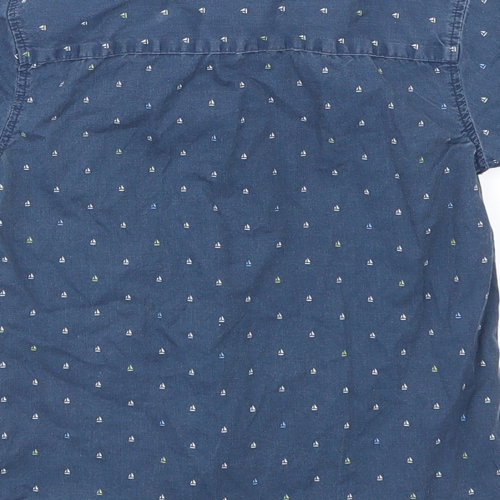 George Boys Blue Woven Basic Button-Up Size 4-5 Years - boat print