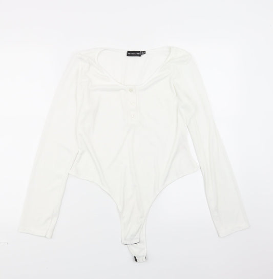 PRETTYLITTLETHING Womens White Jersey Basic T-Shirt Size 16 -