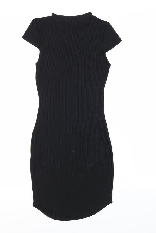 PRETTYLITTLETHING Womens Black Knit Bodycon Size 10