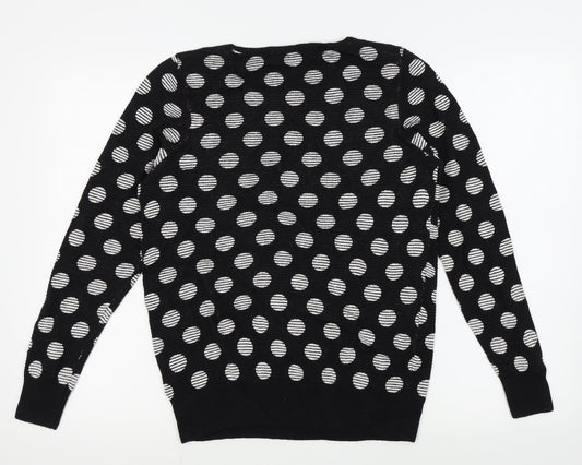 aniston Womens Black Polka Dot Pullover Jumper Size 10