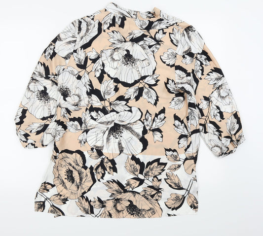 Roman Womens Pink Floral Basic Blouse Size 12
