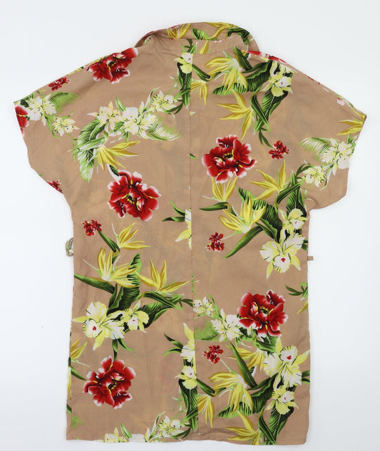 Miss Guided Womens Beige Floral Basic T-Shirt Size 6