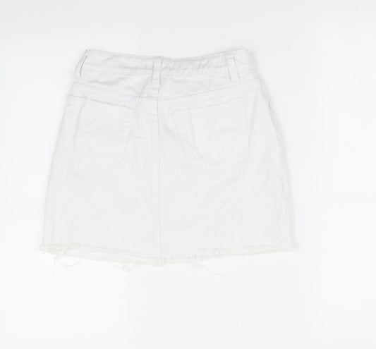 Boohoo Womens White A-Line Skirt Size 8
