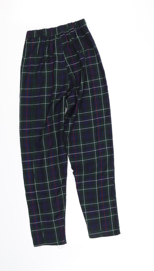 herts & bows Girls Green Check Chino Trousers Size 6 Years