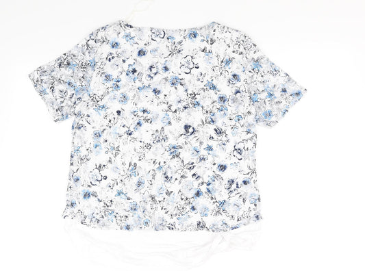 saloons Womens White Floral Basic T-Shirt Size 16
