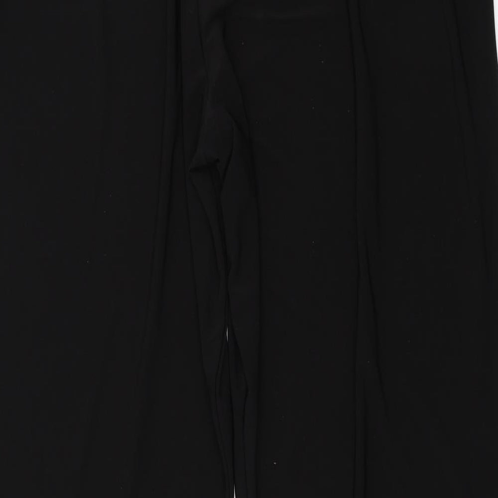 Brand and care label for styled by women’s black trousers, size UK 38, in, 23-inch leg