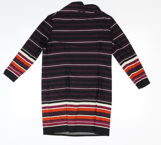 M&Co Womens Purple Striped A-Line Size 12