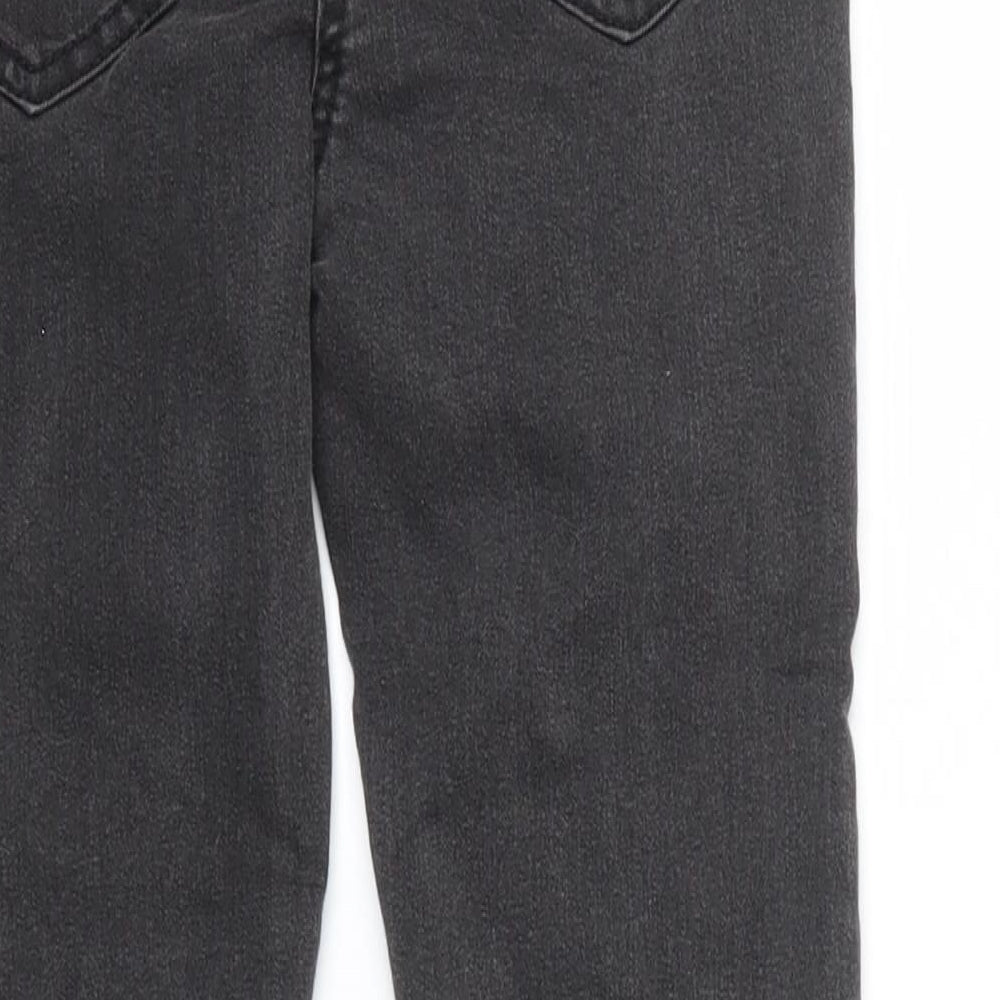 Brand and care label for George girls’ grey denim skinny jeans, size 7, years - zip on front, pockets on back