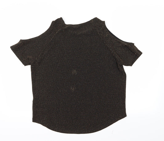 New Look Womens Gold Basic T-Shirt Size 12 - Open Shoulders