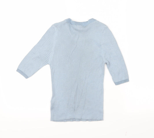 Topshop Womens Blue Cropped T-Shirt Size 8