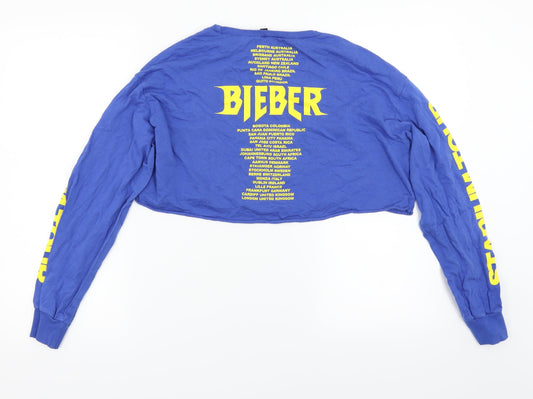H&M Womens Blue Pullover Jumper Size S - Justin Beiber Tour