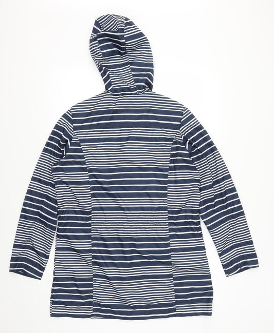 BHS Womens Blue Striped Anorak Coat Size 10