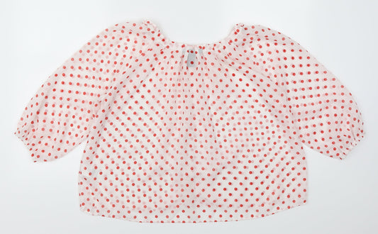 H&M Womens Red Polka Dot Basic Button-Up Size 6