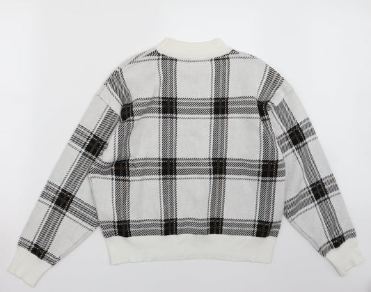 Newlook Womens White Check Pullover Jumper Size M