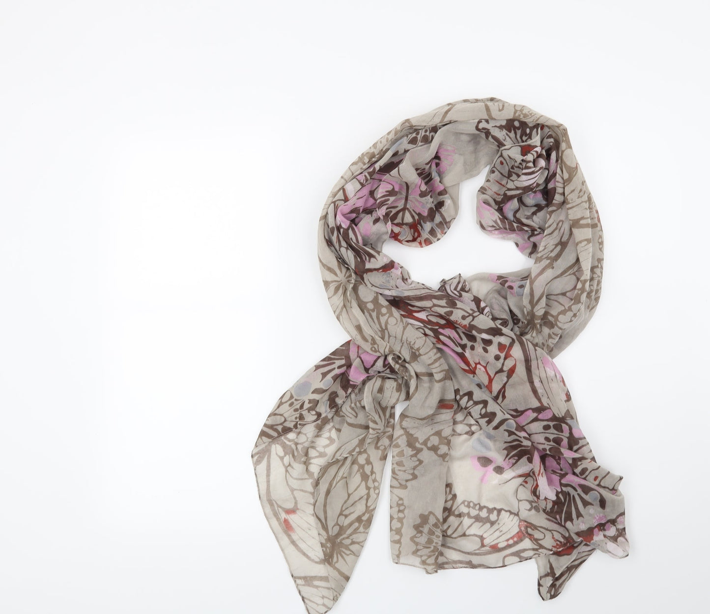 Preworn Womens Grey Scarf - Butterflies